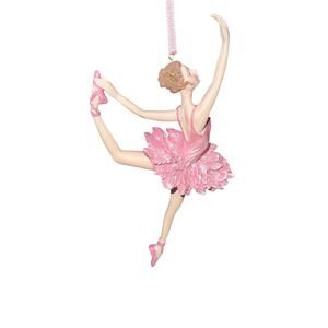 Kurt S Adler vintage pink sparkle ballerina dancer pink ribbon ornament
